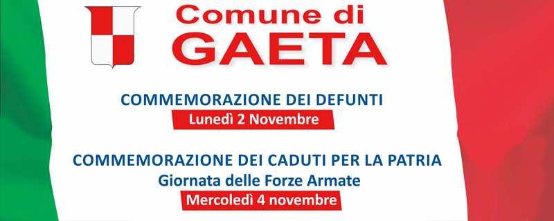 Commemorazione dei defunti e dei Caduti per la Patria: le cerimonie a Gaeta