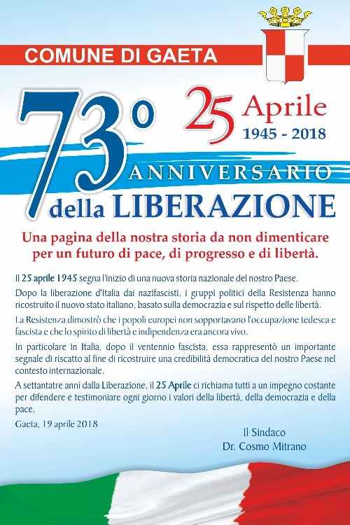 25 Aprile, 73° anniversario della Liberazione