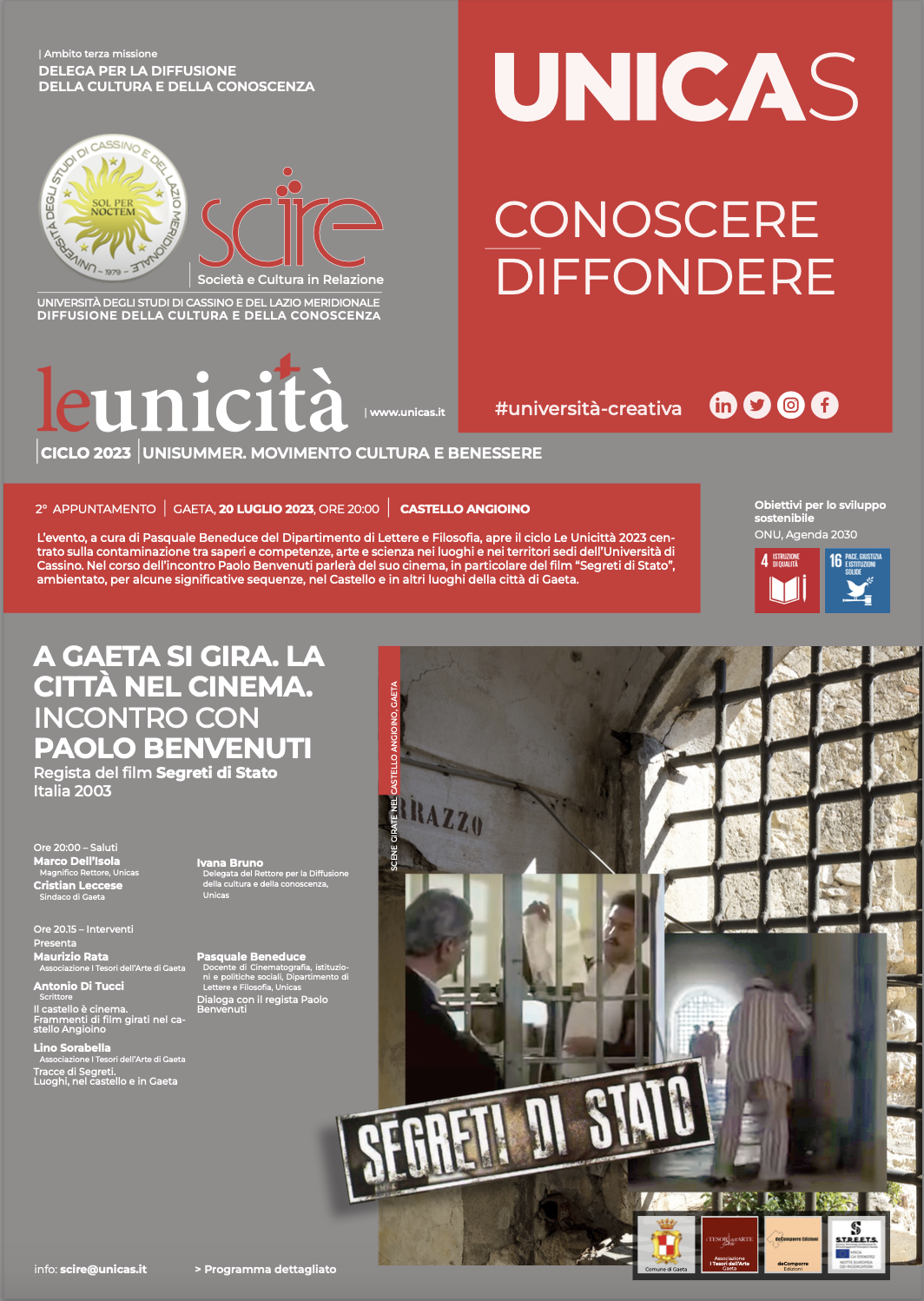 "A Gaeta si gira. La città nel cinema: incontro con Paolo Benvenuti", l'evento al Castello Angioino giovedì 20 luglio "A Gaeta si gira. La città nel cinema: incontro con Paolo Benvenuti", l'evento al Castello Angioino giovedì 20 luglio