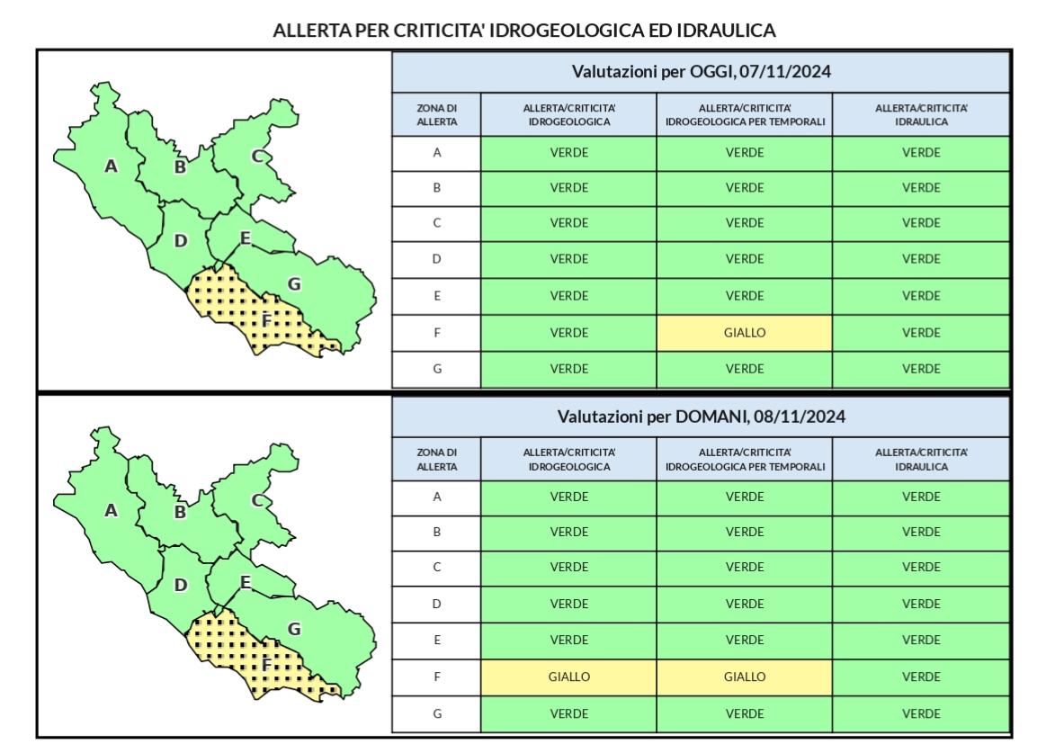 Allerta meteo gialla a partire dal pomeriggio del 7 novembre e per le successive 24-30 ore Allerta meteo gialla a partire dal pomeriggio del 7 novembre e per le successive 24-30 ore