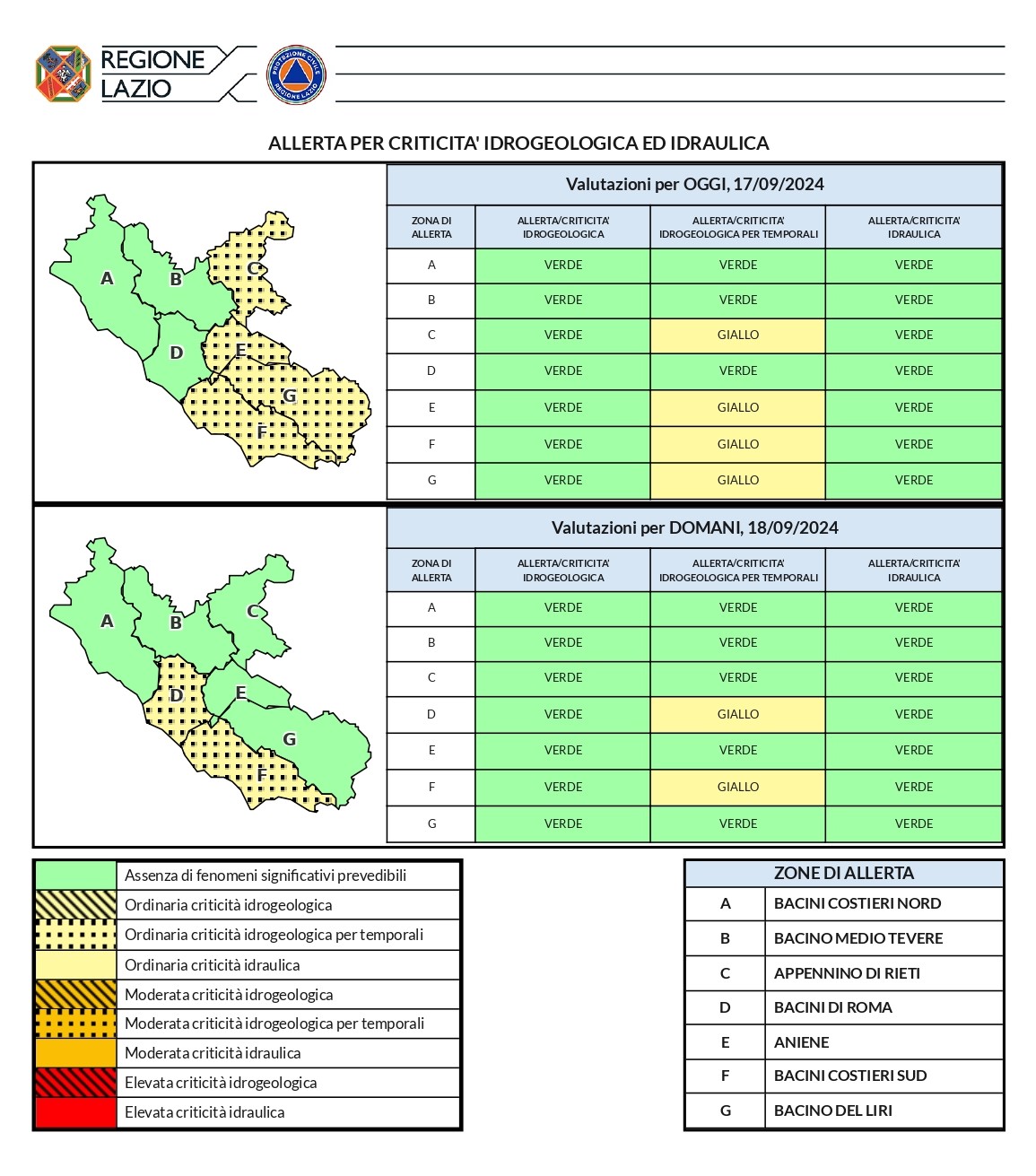Allerta meteo (gialla) dal pomeriggio del 17 settembre per le successive 6 ore e dal mattino di mercoledì 18 settembre per le successive 9-12 ore Allerta meteo (gialla) dal pomeriggio del 17 settembre per le successive 6 ore e dal mattino di mercoledì 18 settembre per le successive 9-12 ore