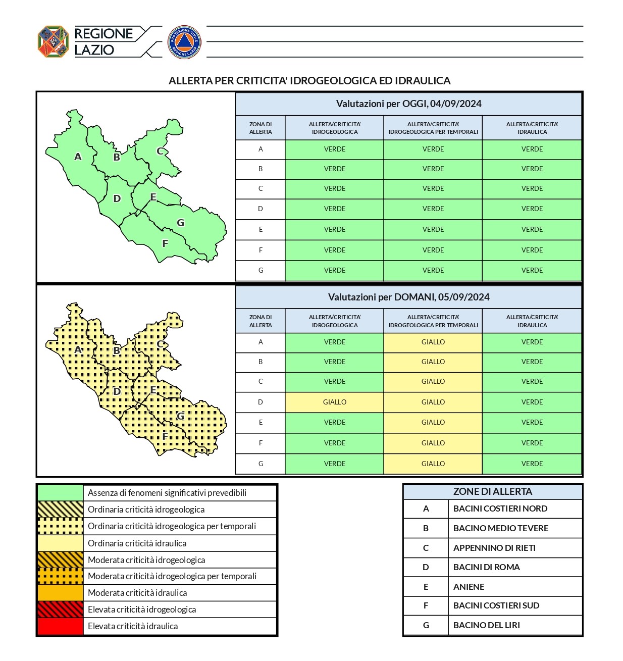 Allerta meteo (gialla) per giovedì 5 settembre Allerta meteo (gialla) per giovedì 5 settembre