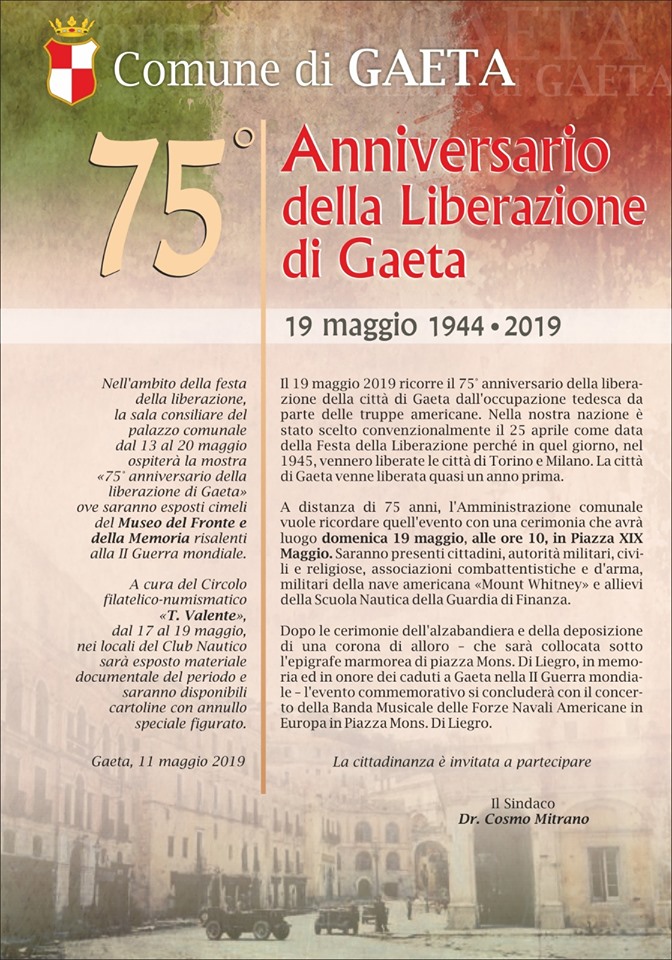 Anniversario della Liberazione di Gaeta 19 maggio 1944 - 2019