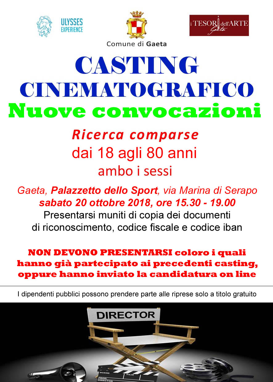 Ciak si gira! Sabato 20 ottobre nuovo casting presso la "palestrina" in Via Marina di Serapo