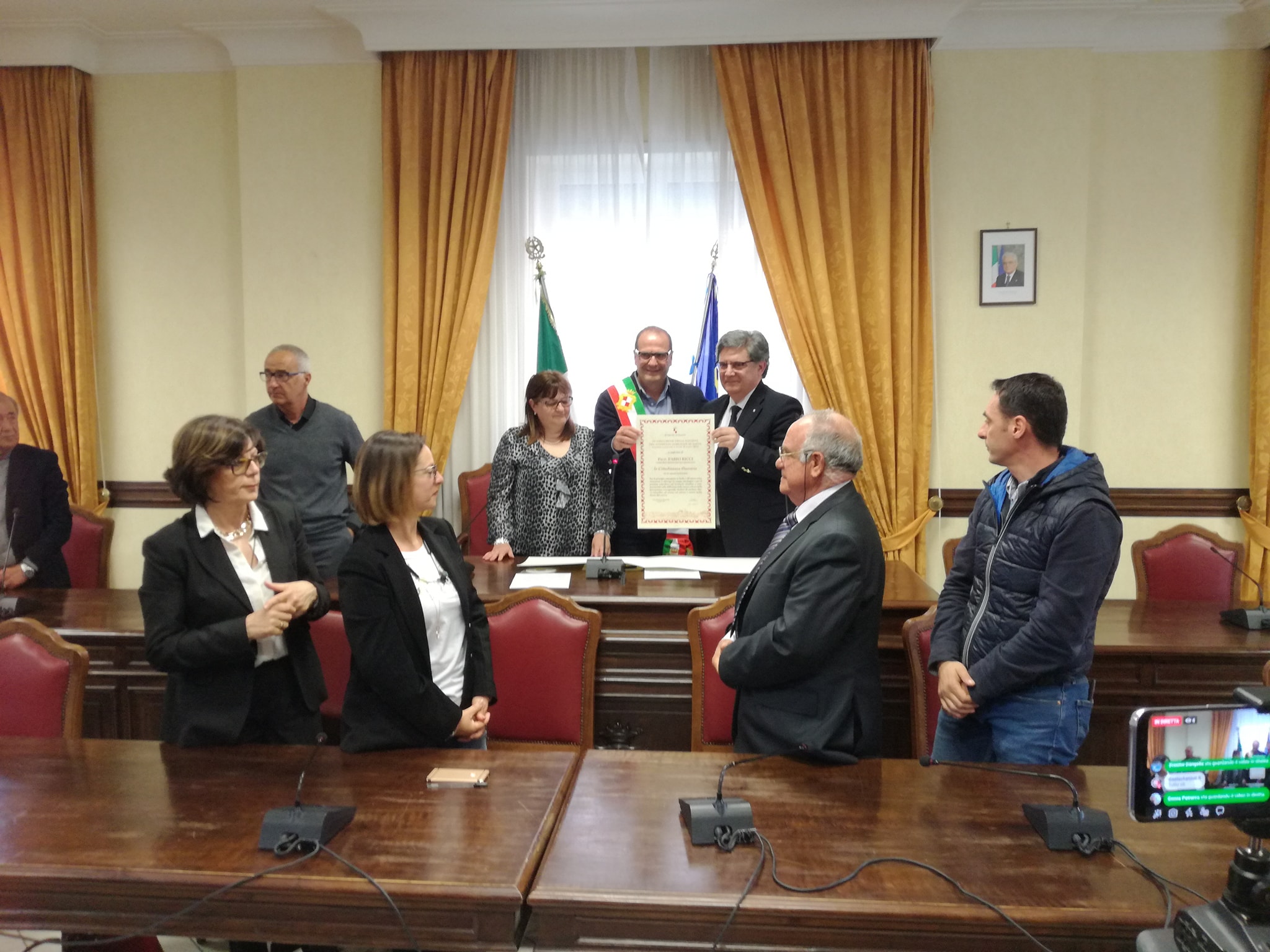 Cittadinanza onoraria al Prof. Fabio Ricci, la cerimonia in aula consiliare Cittadinanza onoraria al Prof. Fabio Ricci, la cerimonia in aula consiliare