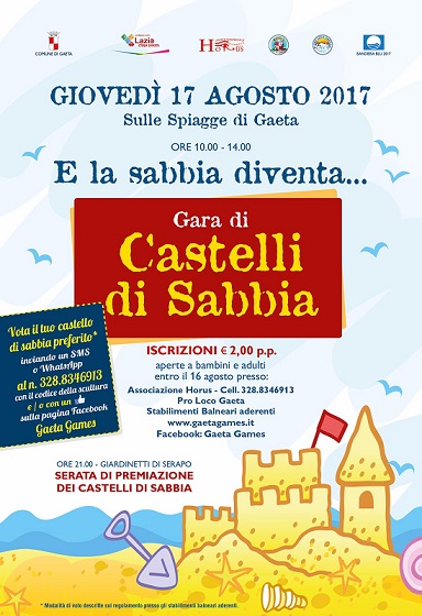 " E la sabbia diventa ...: Al via la Gara di Castelli di sabbia a Serapo Giovedì 17 agosto 2017 dalle ore 10 " E la sabbia diventa ...: Al via la Gara di Castelli di sabbia a Serapo Giovedì 17 agosto 2017 dalle ore 10