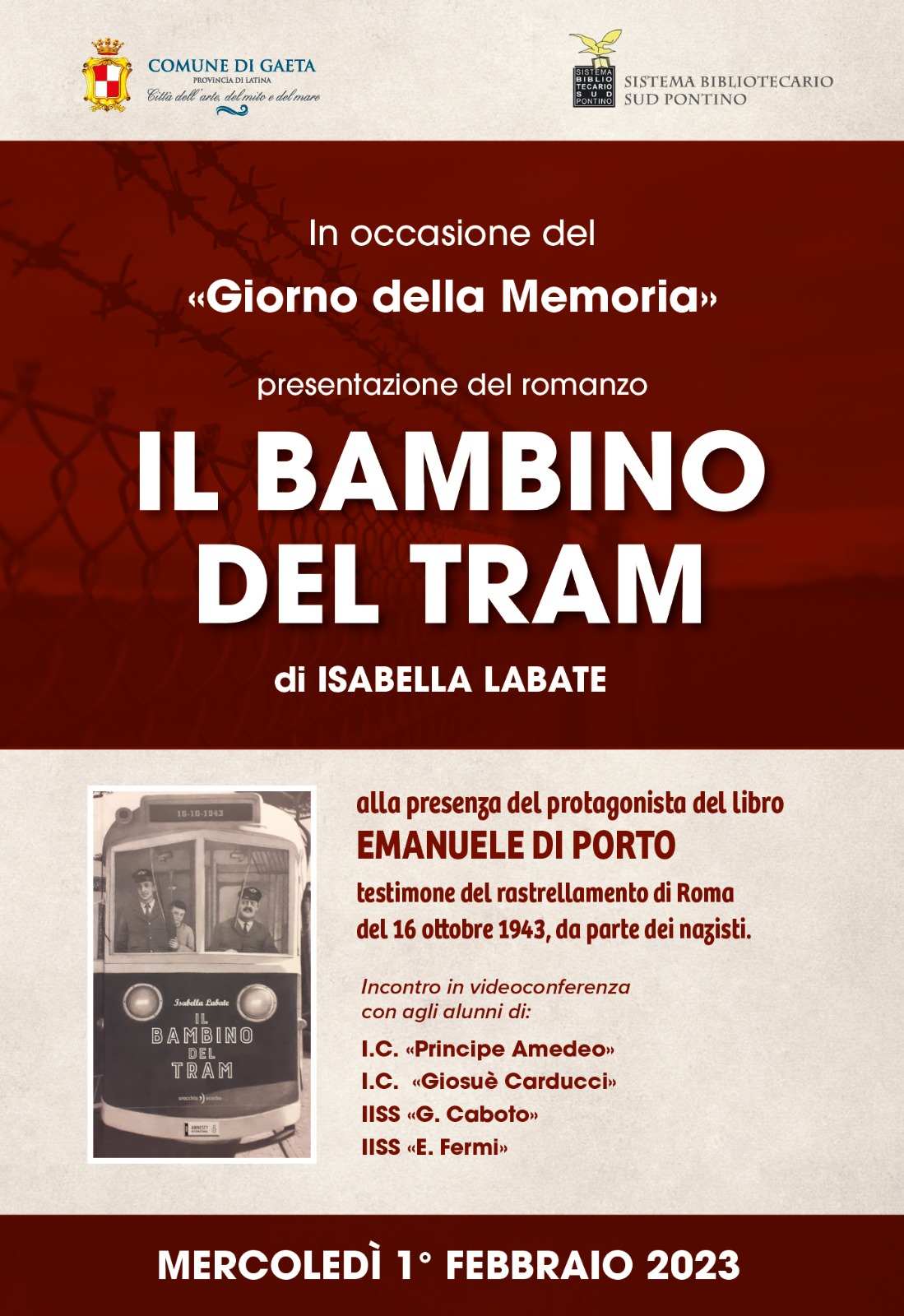 Giorno della Memoria, le scuole partecipano alla presentazione del libro "Il bambino del tram"