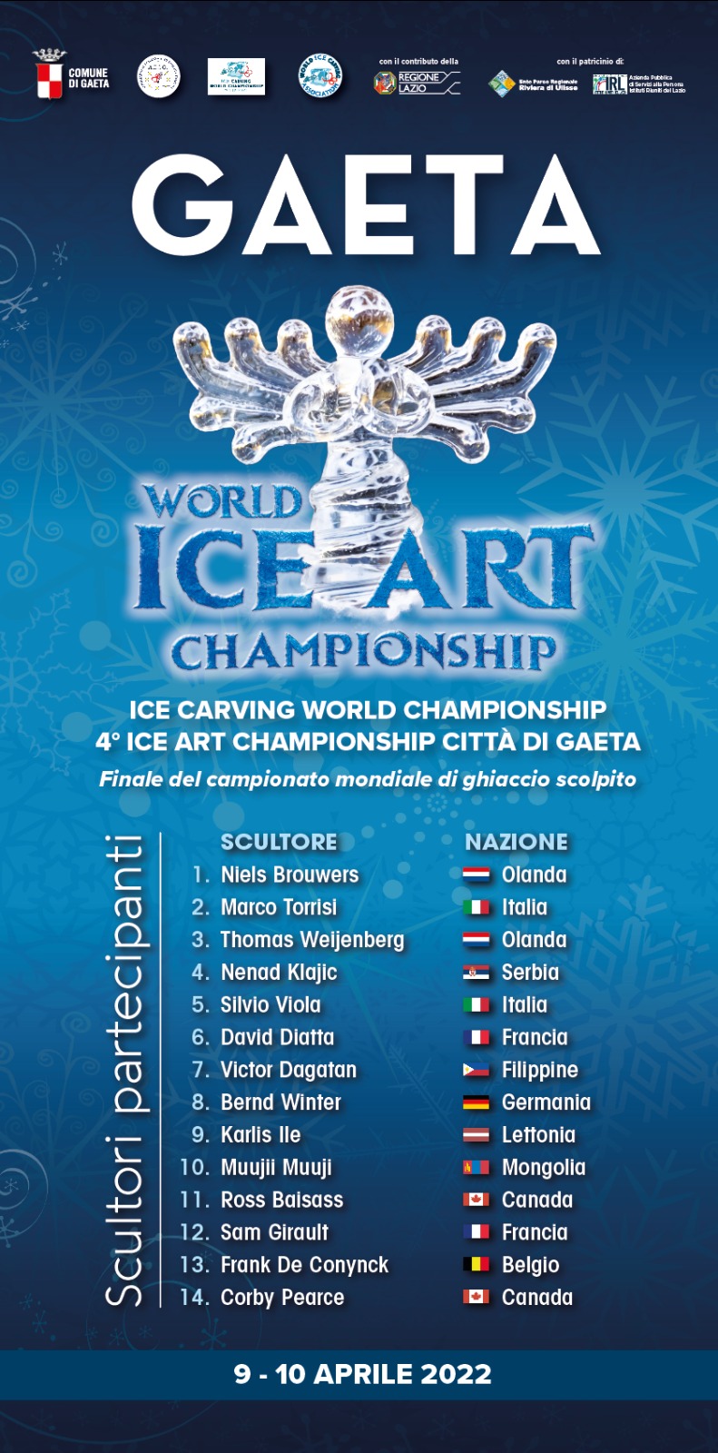 Ice Carving World Championship – IV Ice Art Championship città di Gaeta. 9 e 10 aprile la finale del campionato mondiale di ghiaccio scolpito