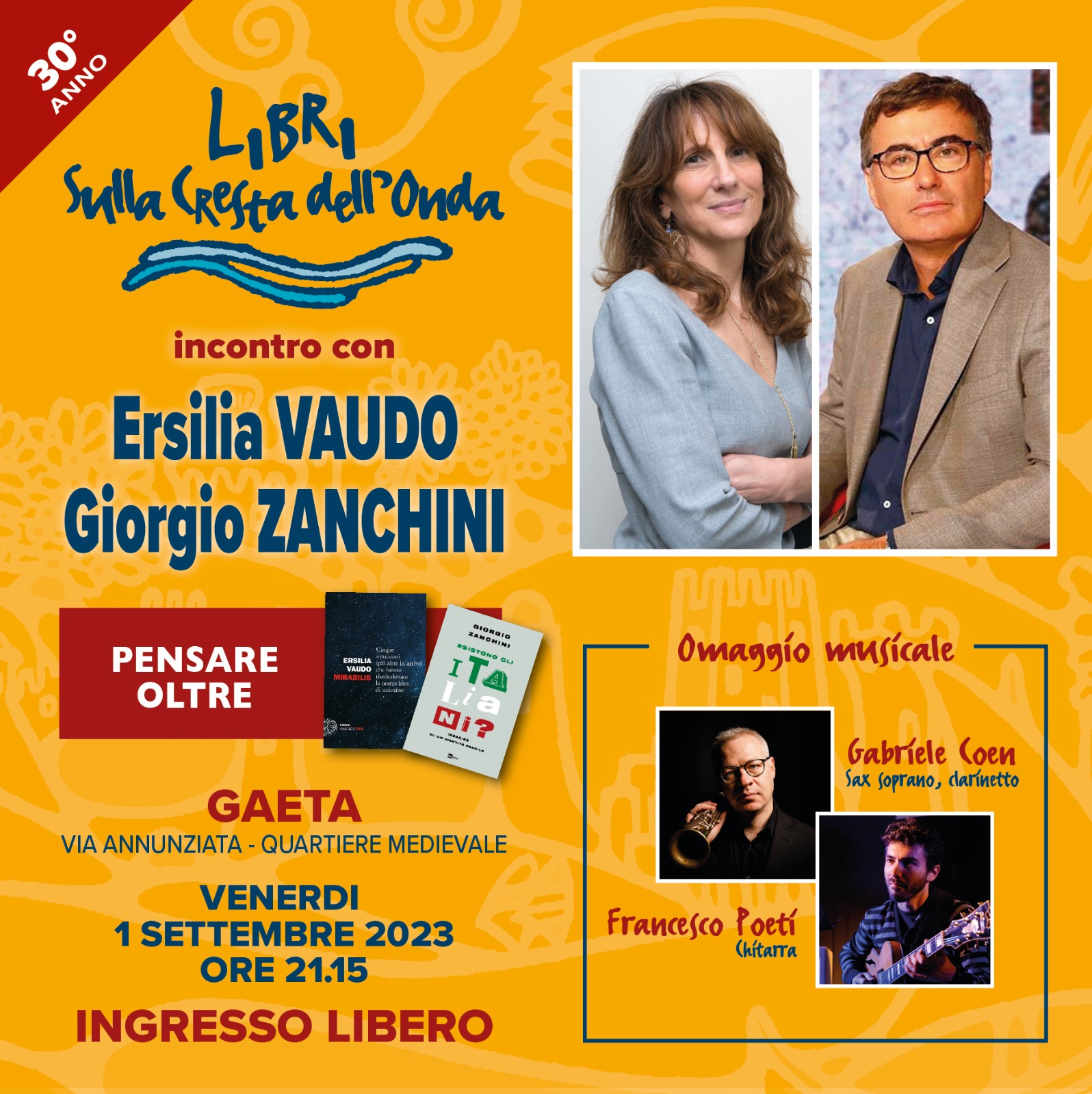 "Libri sulla Cresta dell'Onda" approda a Gaeta: venerdì 1° settembre protagonisti Ersilia Vaudo e Giorgio Zanchini