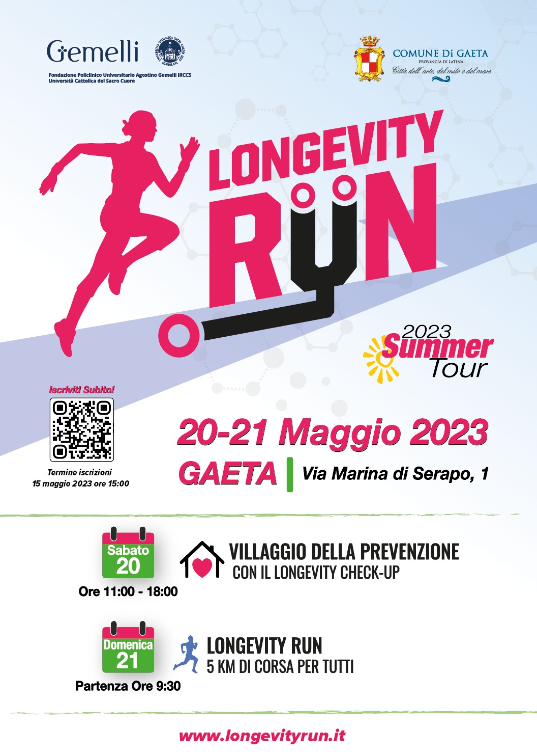 Longevità Run Summer Tour, prende il via da Gaeta il progetto realizzato dal Policlinico "Gemelli" che unisce sport e prevenzione