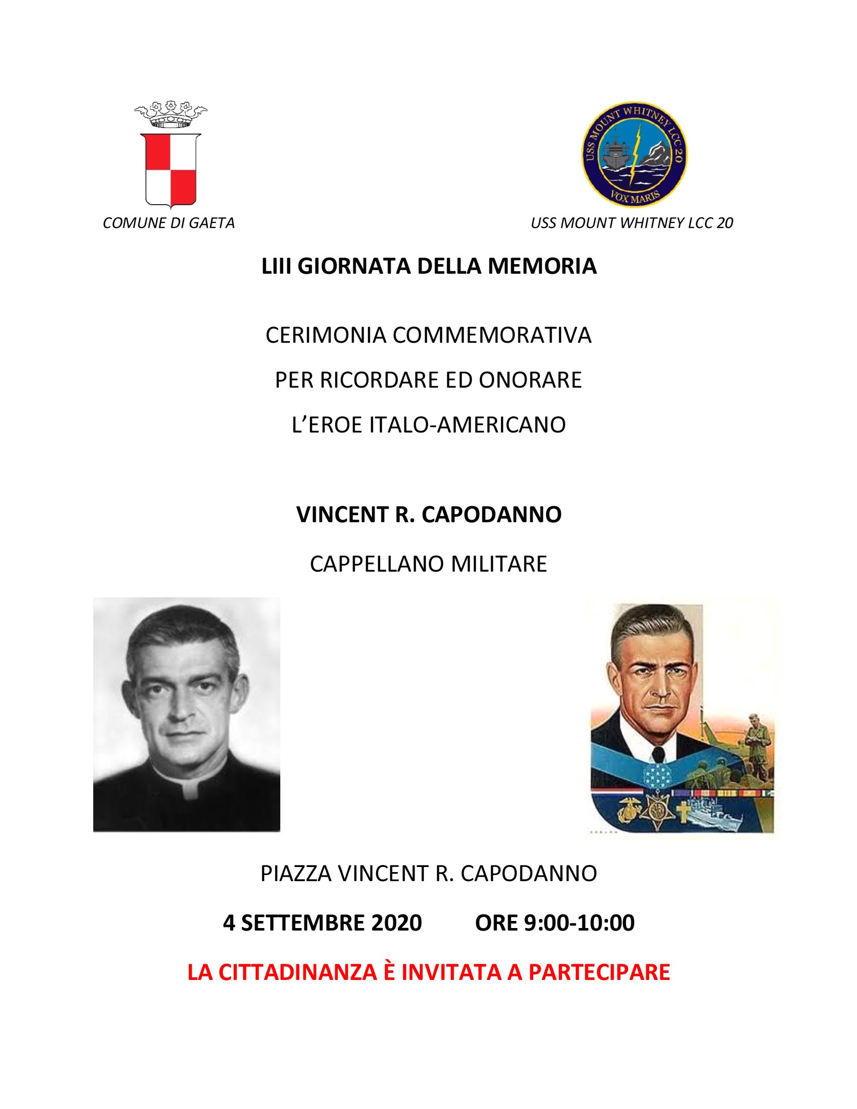 Padre Vincent Capodanno, 53° giornata della memoria Padre Vincent Capodanno, 53° giornata della memoria
