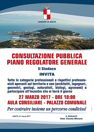 Piano Regolatore Generale: Al via le consultazioni pubbliche Piano Regolatore Generale: Al via le consultazioni pubbliche