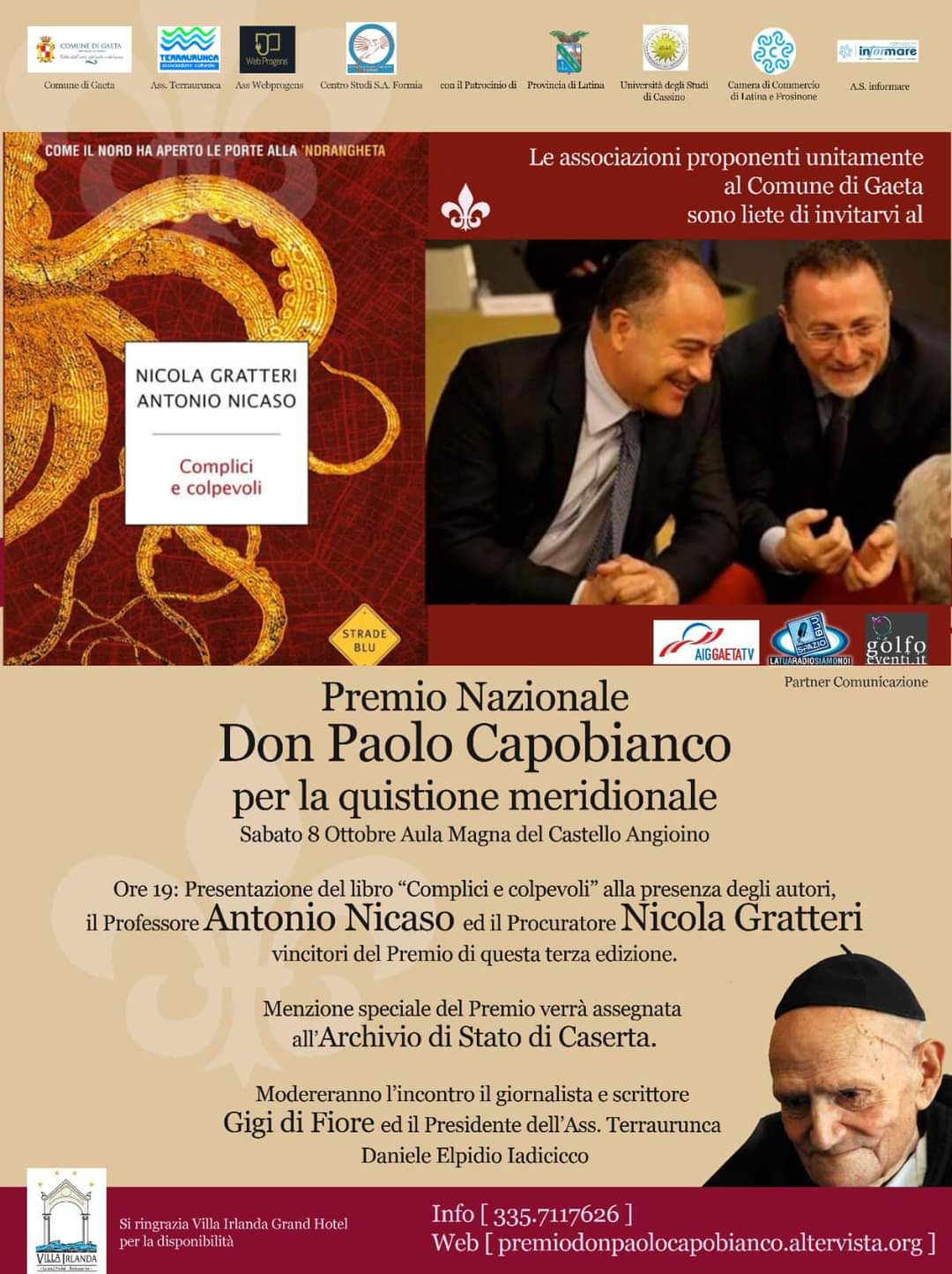 Premio Don Paolo Capobianco: il procuratore Gratteri in arrivo a Gaeta