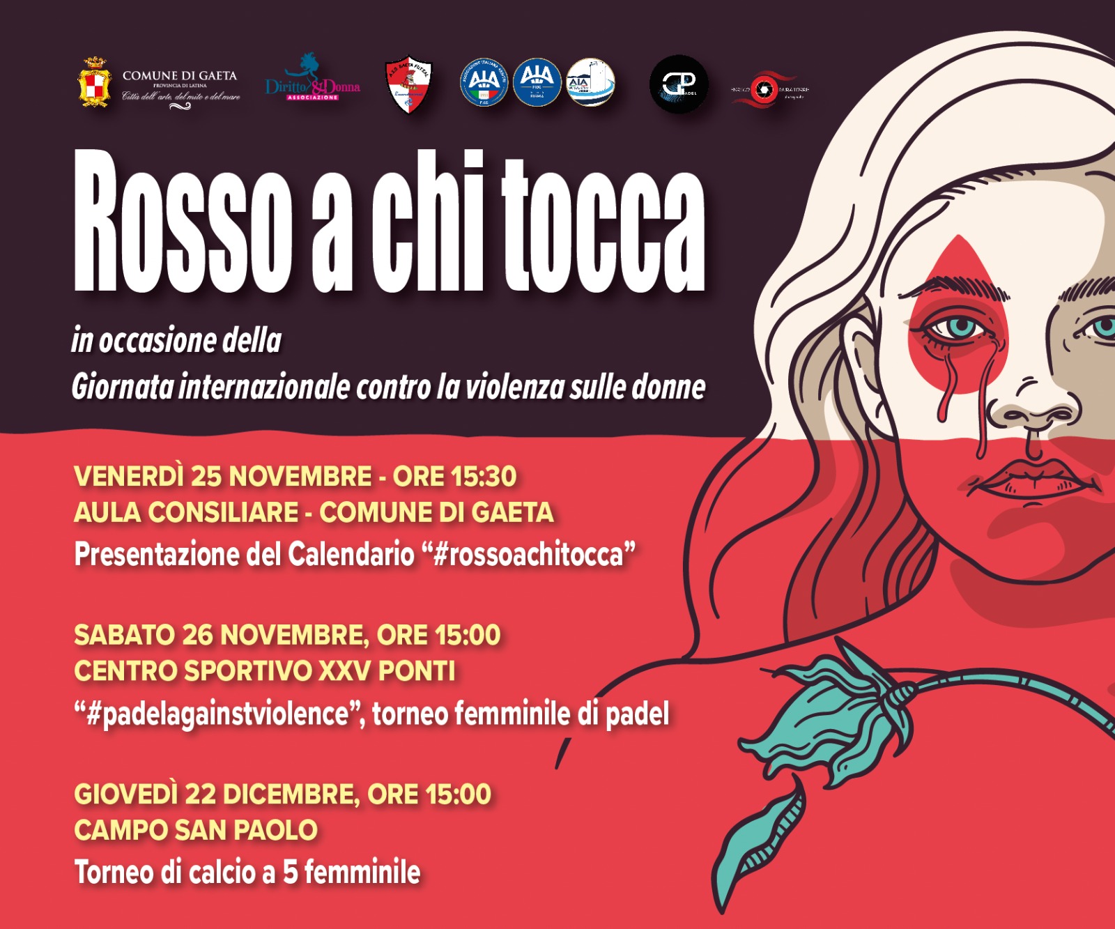 "Rosso a chi tocca", un calendario di iniziative in occasione della Giornata Internazionale contro la violenza sulle donne