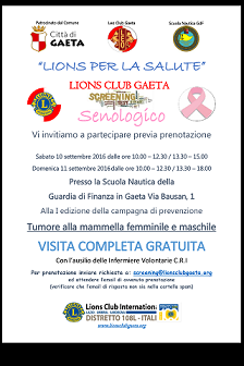  Screening senologico gratuito: Lions per la Salute