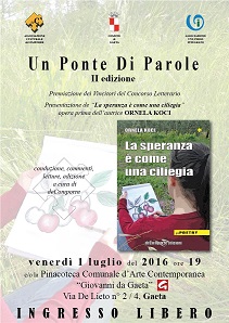 Un Ponte di Parole: Vince "La Speranza è come una ciliegia" di Ornela Koci Un Ponte di Parole: Vince "La Speranza è come una ciliegia" di Ornela Koci